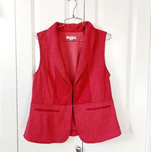 Red Herringbone & Polka Dot‎ Vest size Medium (10-12) Coldwater Creek Christmas